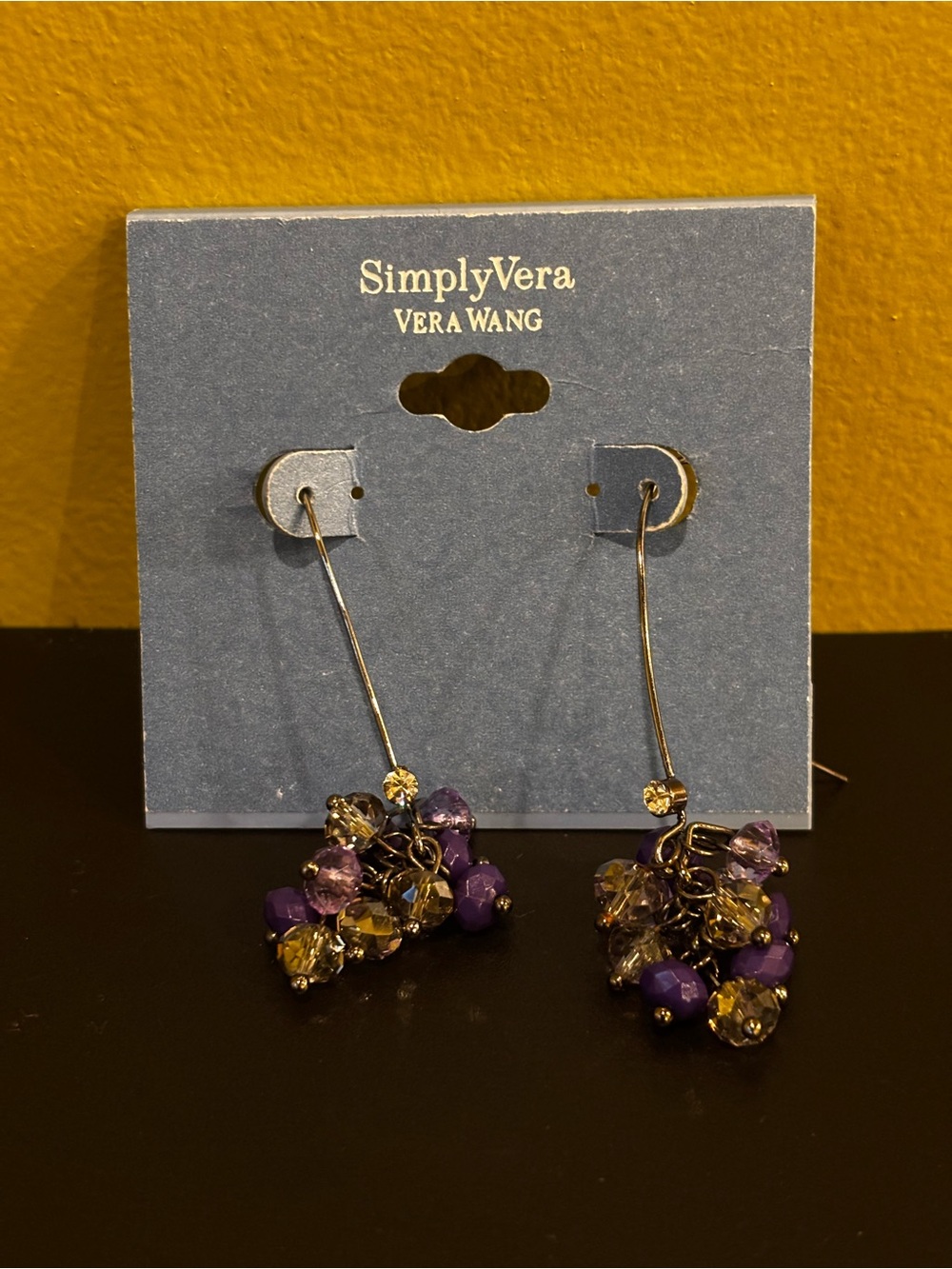 Simply Vera Vera Wang Purple and Gold Cluster Drop Earrings